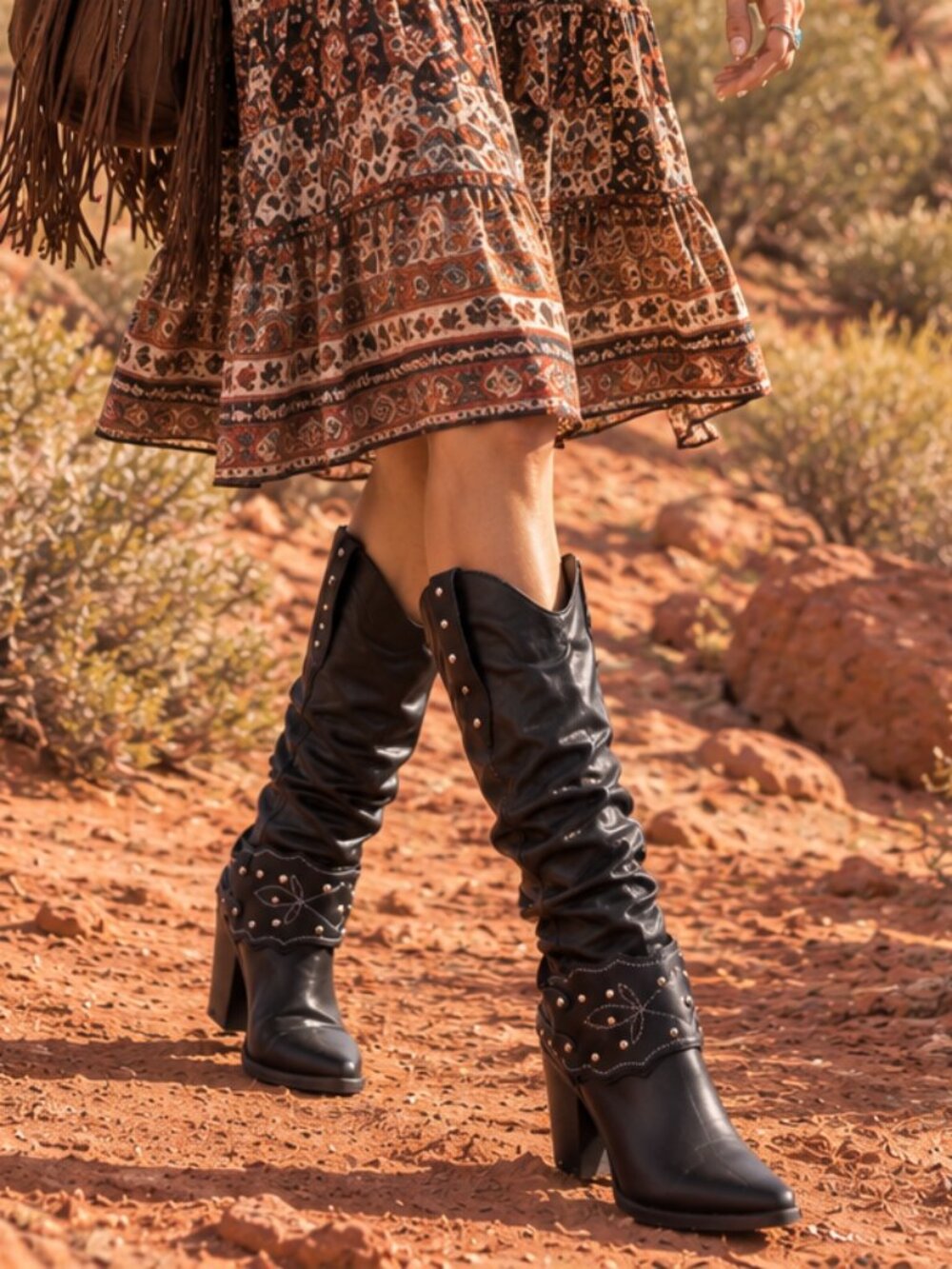 DINGO Leather Slouch Grit N Grace Boots 10T5269 NEW in box Made In Mexico - Picture 3 of 8